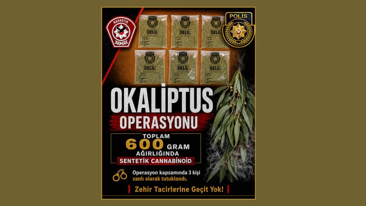 Okaliptus Operasyonu: 600 gram ağırlığında sentetik cannabinoid türü uyuşturucu ele geçirildi