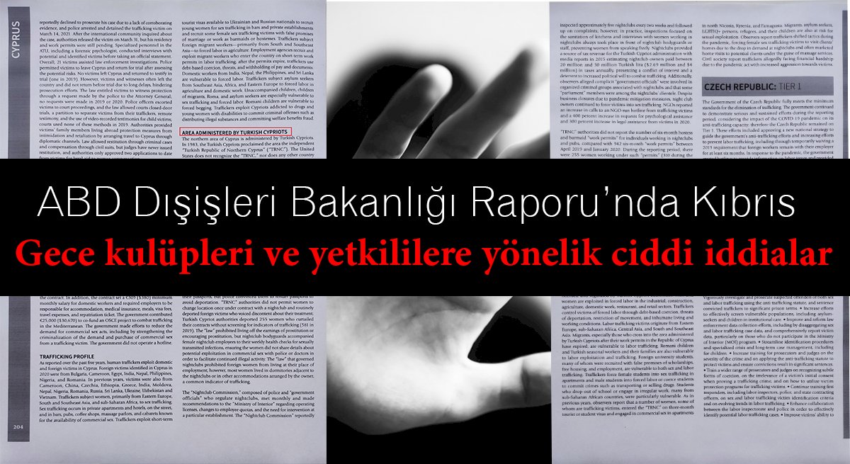 ABD Dışişleri Raporu’nda Kıbrıs’taki gece kulüpleri hakkında ciddi iddialara değinildi