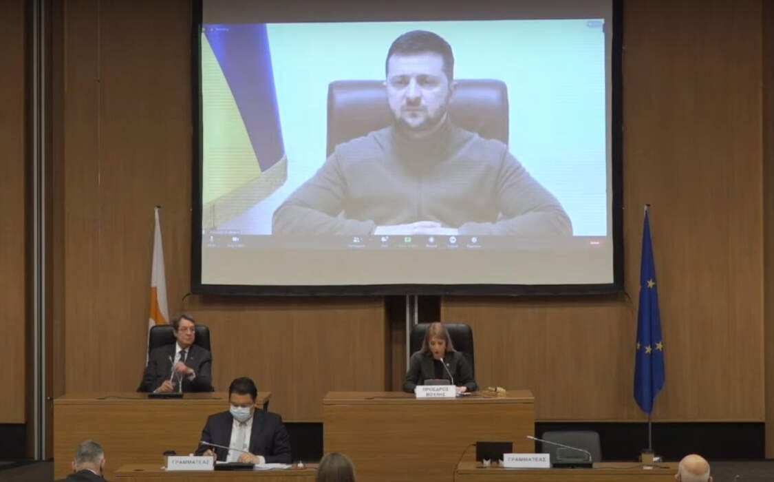 Zelenski Kıbrıs Rum Temsilciler Meclisi'ne hitap etti
