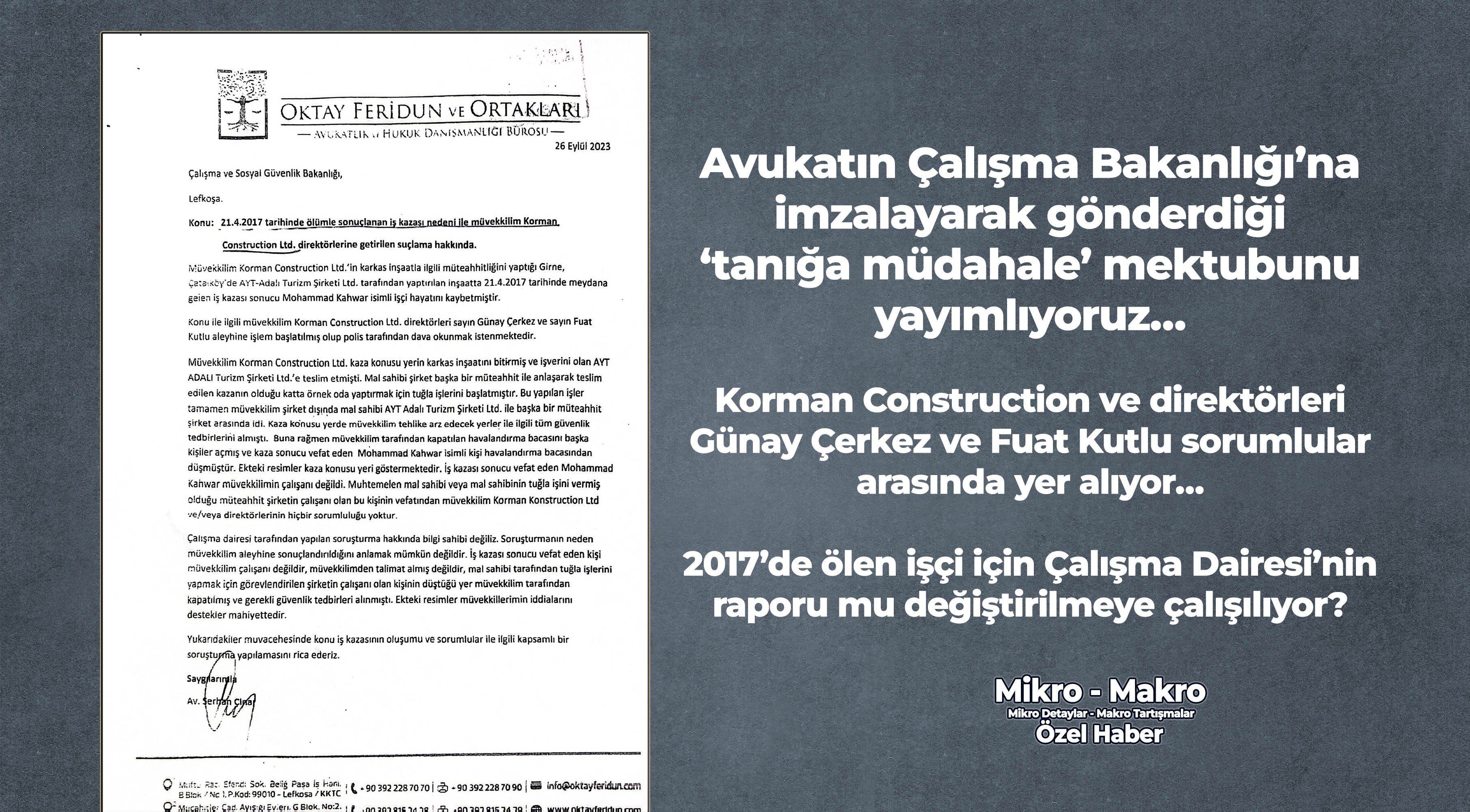 2017’de ölen işçi için Çalışma Dairesi’nin raporu mu değiştirilmeye çalışılıyor?
