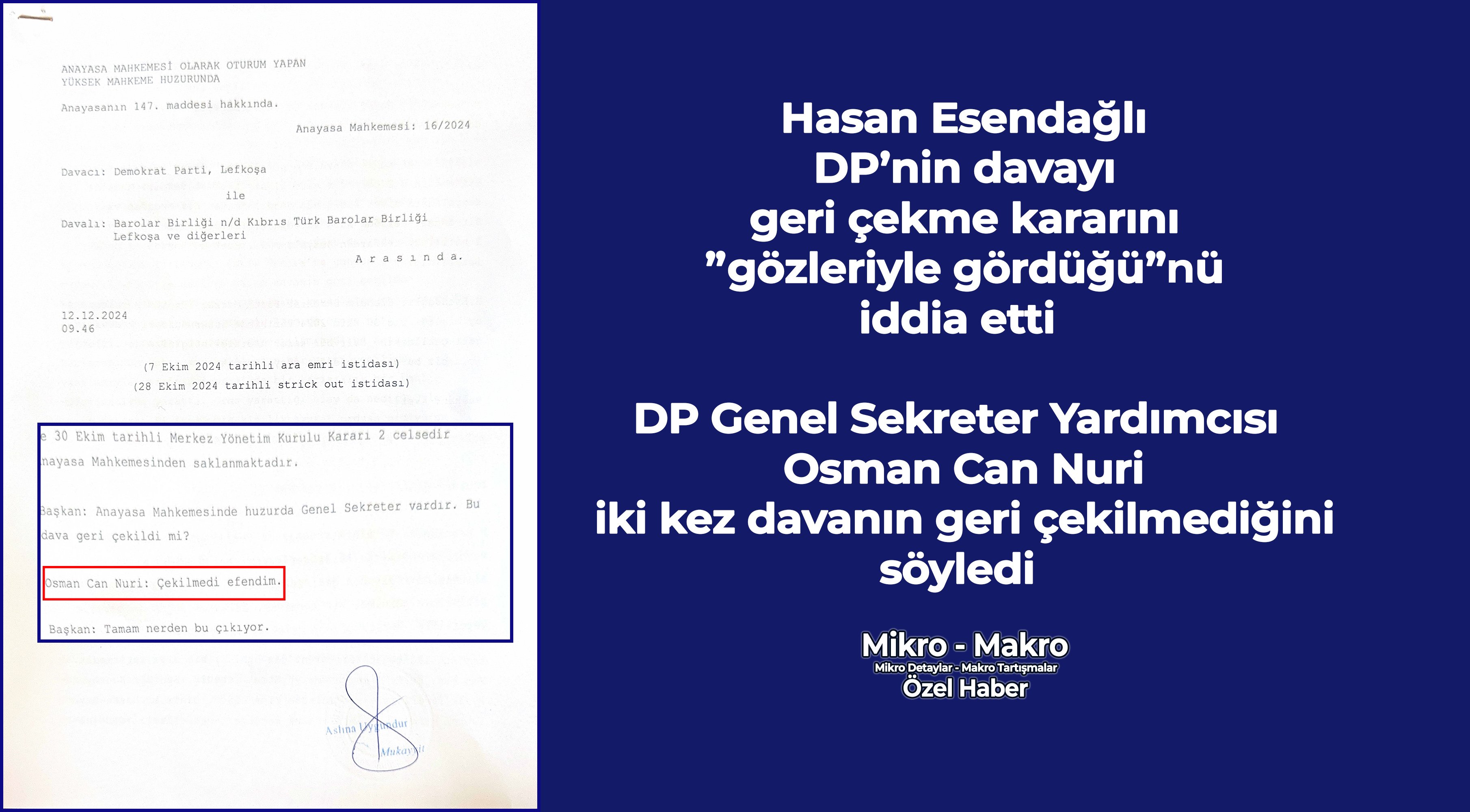 Tutanaklara göre Hasan Esendağlı DP’nin MYK kararını ‘gözleriyle gördü'!