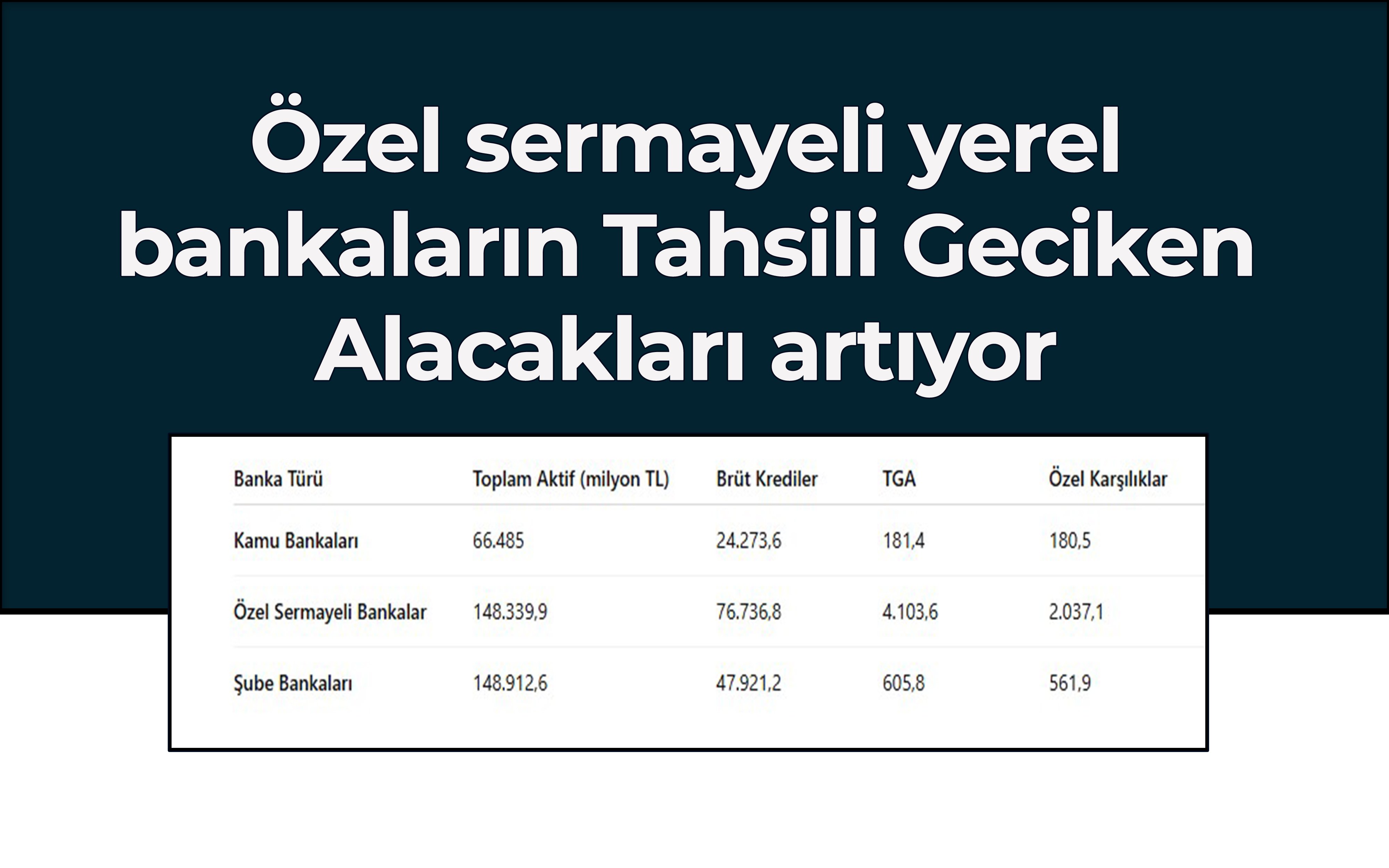 Yerel özel bankaların Tahsili Geciken Alacakları artıyor