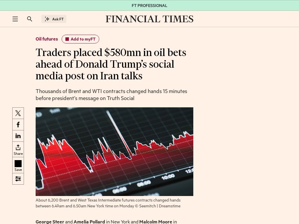 Trump'ın paylaşımından dakikalar önce petrole 580 milyon dolar bahis oynandı