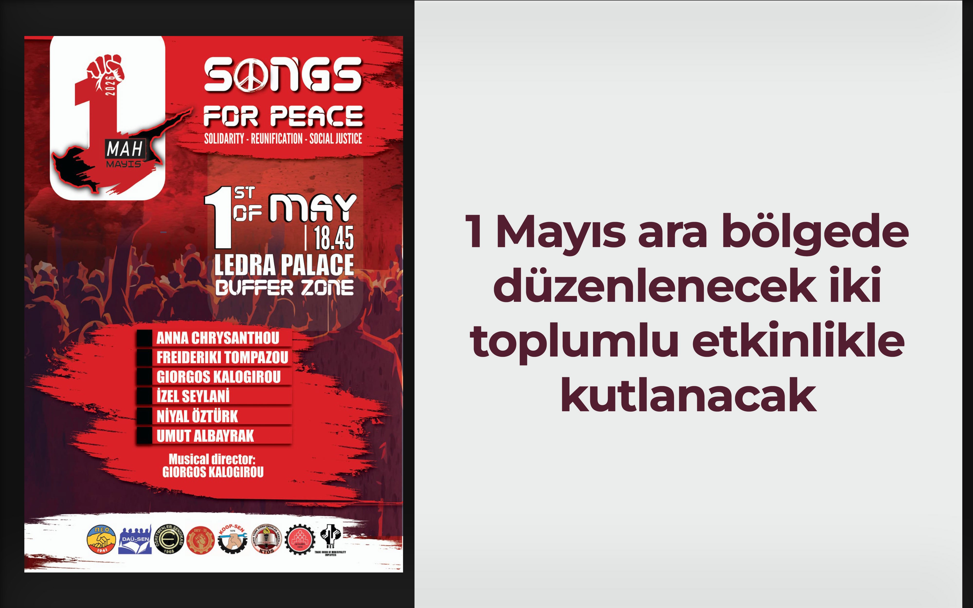 1 Mayıs ara bölgede düzenlenecek iki toplumlu etkinlikle kutlanacak