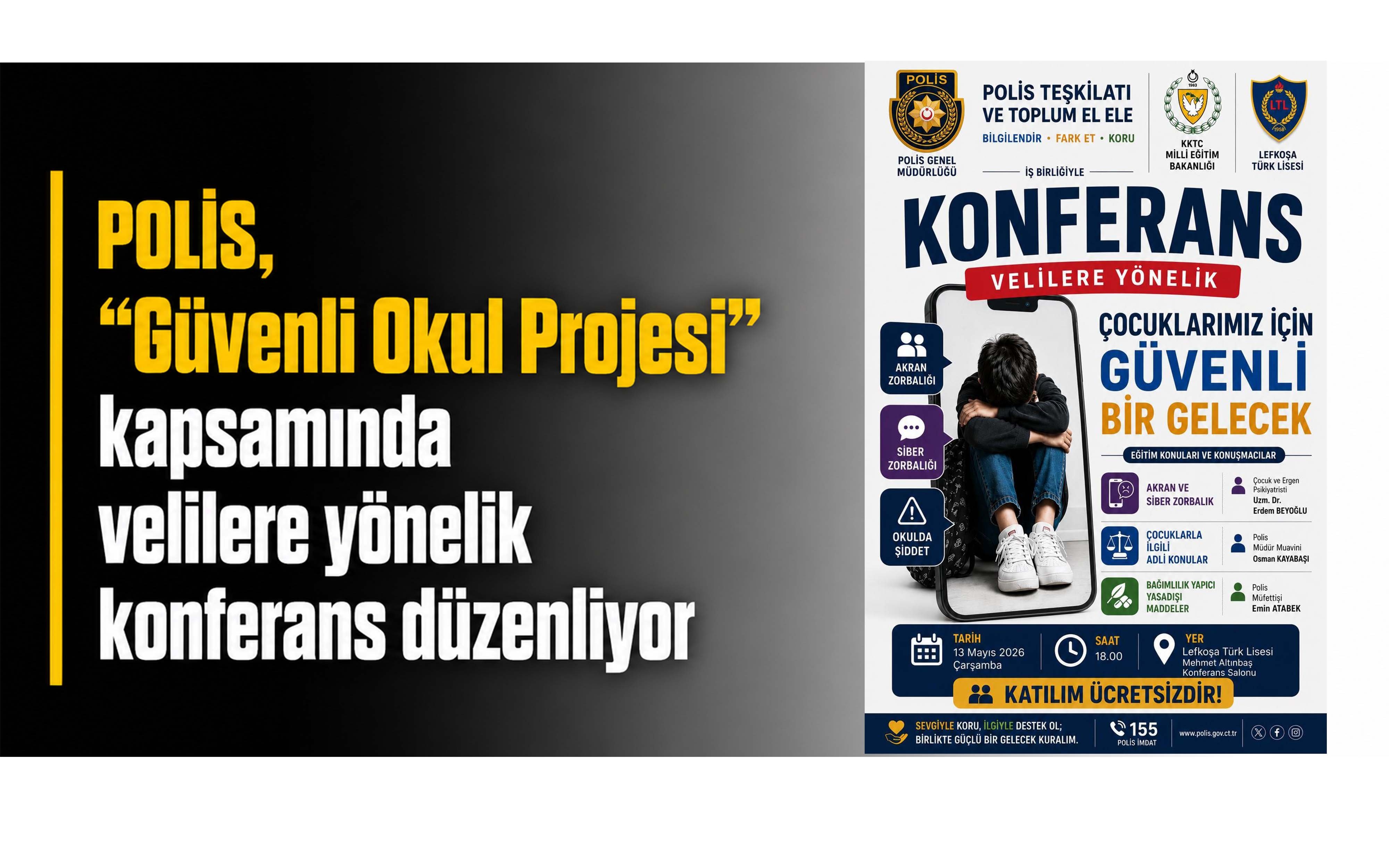 Polis, 'Güvenli Okul Projesi' kapsamında velilere yönelik konferans düzenliyor