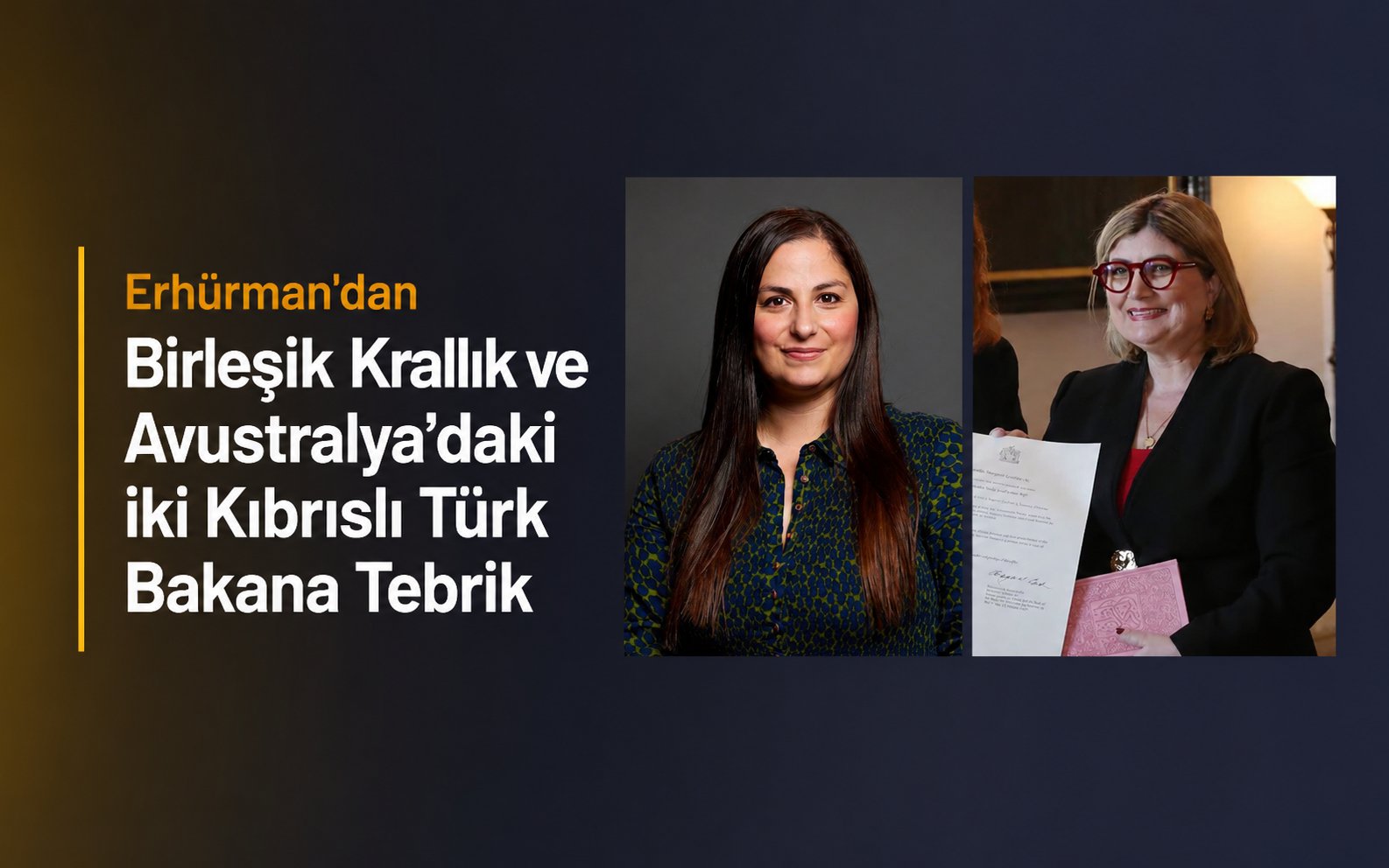 Birleşik Krallık ve Avustralya’daki iki Kıbrıslı Türk kadın bakana tebrik