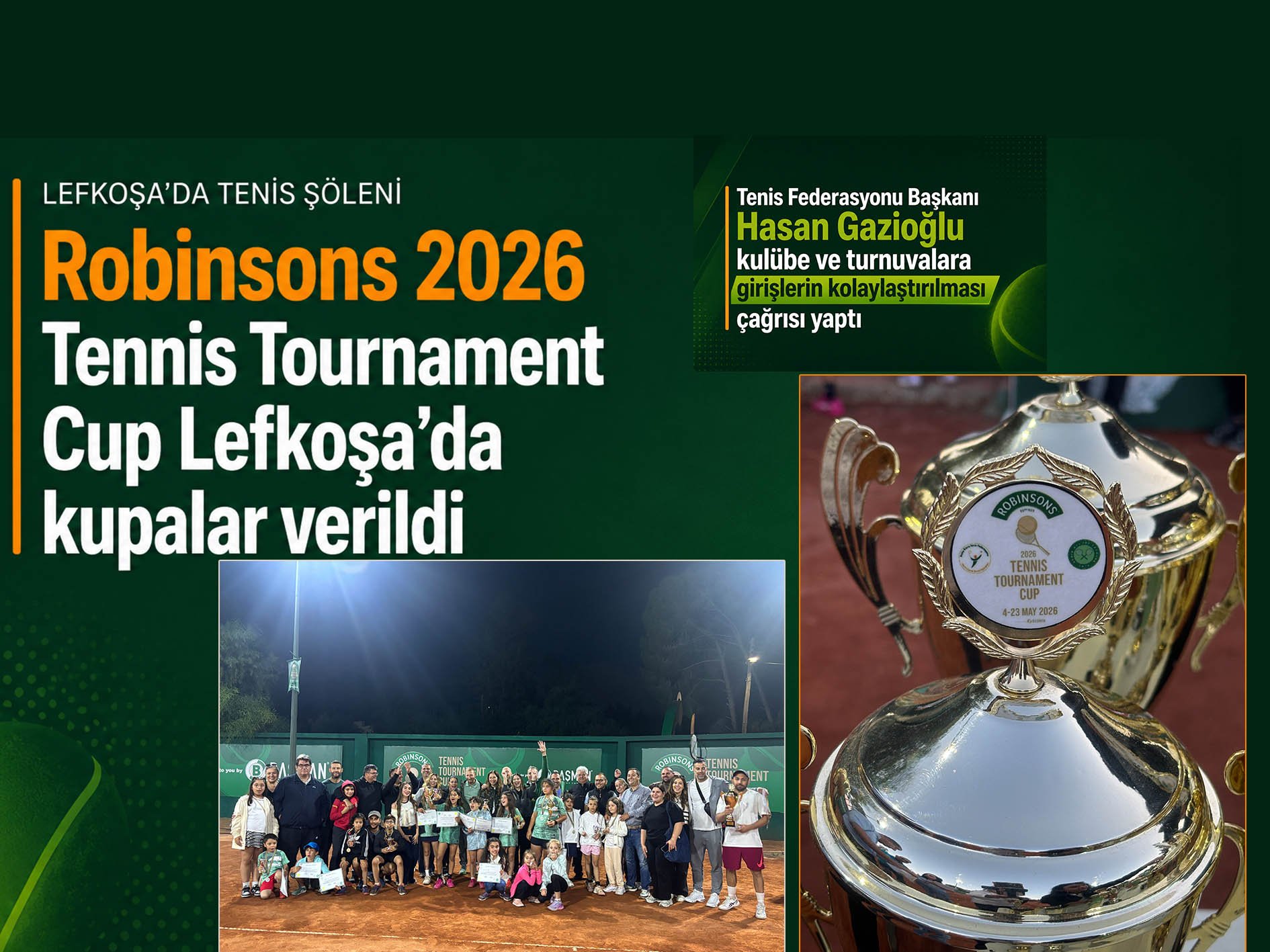 Robinsons 2026 Tennis Tournament Cup Lefkoşa’da kupalar verildi